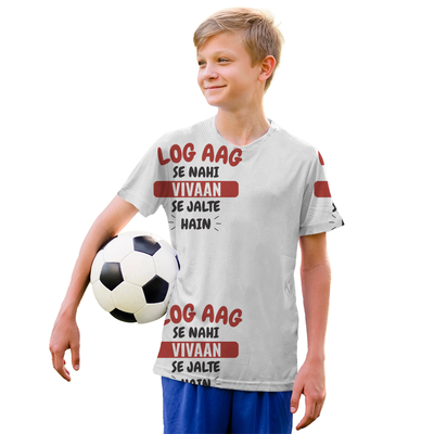 Personalized Kids Sports T-Shirt All Over Printed Products - Expressive with Custom Name - front - White - mockup 1
