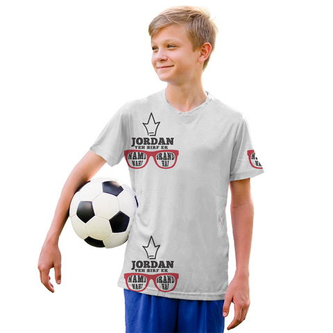 Personalized Kids Sports T-Shirt All Over Printed Products - Typography-focused with Custom Name - front - White - mockup 1
