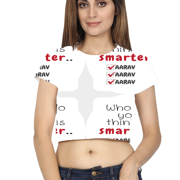 Personalized Female Womens Crop Top All Over Printed Products - Minimalist with Custom Name - front - White - mockup 1