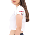 Personalized Female Womens Crop Top All Over Printed Products - Minimalist with Custom Name - left sleeve - White - mockup 3