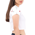 Personalized Female Womens Crop Top All Over Printed Products - Minimalist with Custom Name - right sleeve - White - mockup 4