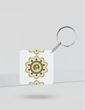Keychain | Rectangle, Square, Slim | Acrylic UV Printed | Durable, Fade-Proof, Glossy | Dot Art | Child Portrait - back_Square - White - mockup 2