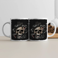White Coffee Mug | 11 oz Unisex | Premium Ceramic Sublimation | Fade-Proof Glossy Finish | For Him & Her | Grunge | Skulls | Snakes | Birthday - front - White - mockup 1