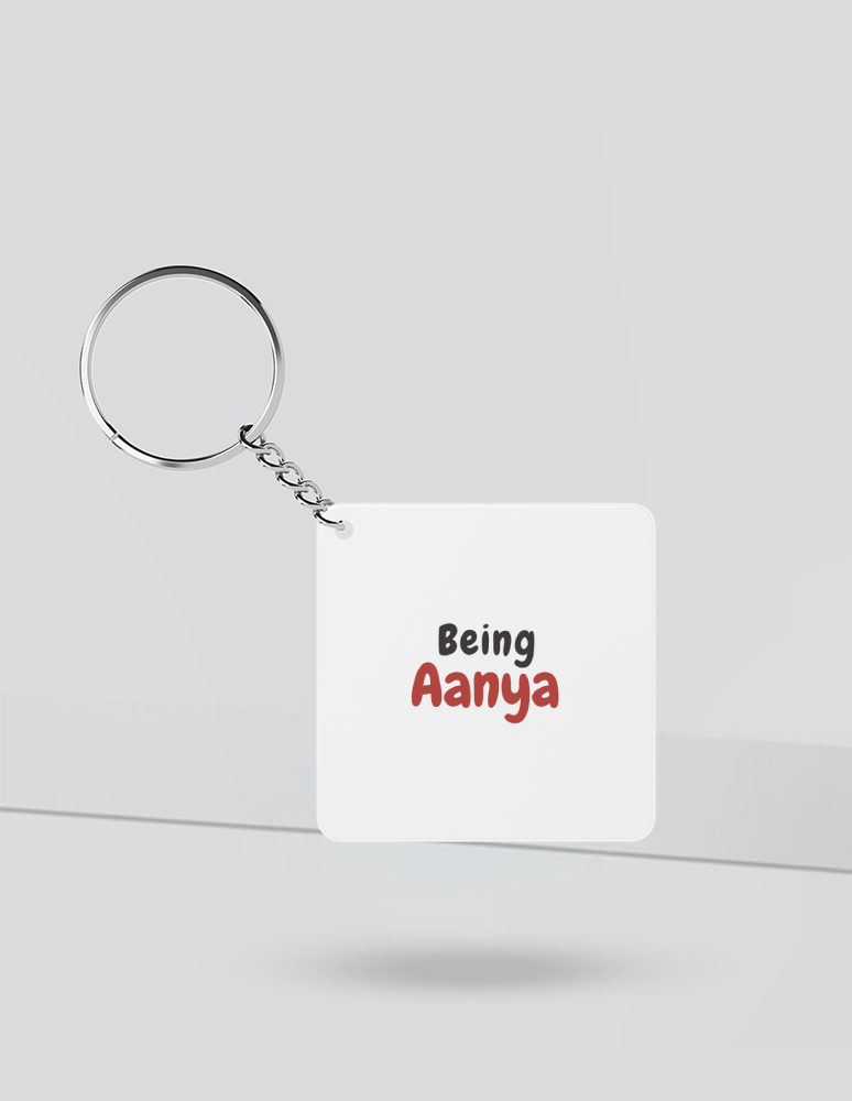 Keychain | Rectangle, Square, Slim Options | Acrylic UV Printed | Fade-Proof, Glossy Finish | Unisex | Text-based | Self-love | Birthday | Empowering - front_Square - Square - White - mockup 1