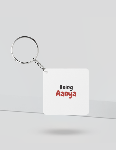Keychain | Rectangle, Square, Slim Options | Acrylic UV Printed | Fade-Proof, Glossy Finish | Unisex | Text-based | Self-love | Birthday | Empowering - front_Square - Square - White - mockup 1