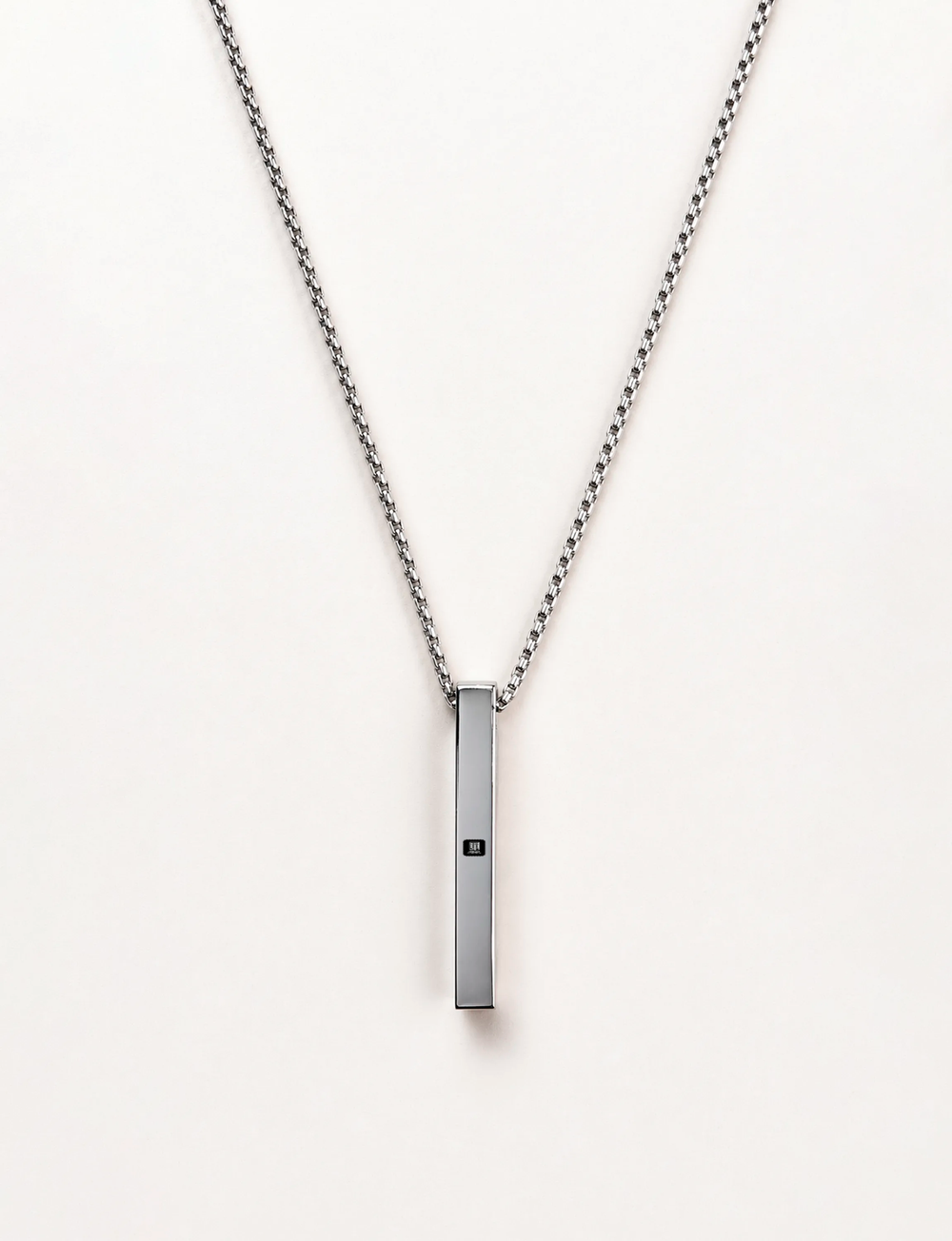 Bar Pendant | Slim, Gender-Neutral | Stainless Steel | Laser Engraved Personalized Necklace | Unisex | Typographic | Determination | Everyday - front - mockup 1