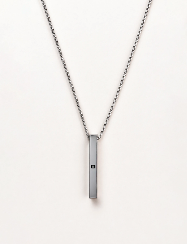 Bar Pendant | Slim, Gender-Neutral | Stainless Steel | Laser Engraved Personalized Necklace | Unisex | Typographic | Determination | Everyday