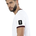 Ringer T-shirt | Unisex Regular Fit | 100% Cotton DTF/DTG | Contrast Rib Neck Bio Washed Pre-Shrunk | Adults | Typographic | Determination | Everyday - left sleeve - Maroon off white - mockup 5