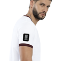Ringer T-shirt | Unisex Regular Fit | 100% Cotton DTF/DTG | Contrast Rib Neck Bio Washed Pre-Shrunk | Adults | Typographic | Determination | Everyday - right sleeve - Maroon off white - mockup 6