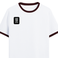 Ringer T-shirt | Unisex | 100% Cotton | Embroidery & DTG Ready | Everyday | Typographic | Determination | Confident - right pocket - Maroon off white - mockup 4