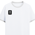 Ringer T-shirt | Unisex | 100% Cotton | Embroidery & DTG Ready | Everyday | Typographic | Determination | Confident - right pocket - White Black - mockup 4