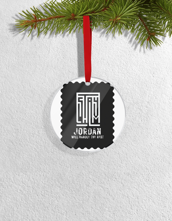Christmas Ornaments | 3x3-inch | Acrylic UV Printed | Lightweight, Waterproof, Fade-Proof, Satin Ribbon | Unisex Adult | Typographic | Determination