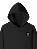 Pullover Hoodie | Unisex Regular Fit | Cotton Blend | Embroidery Ready | All Ages | Typographic | Determination | Everyday | Confident - left pocket - Black - mockup 3