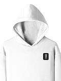 Pullover Hoodie | Unisex Regular Fit | Cotton Blend | Embroidery Ready | All Ages | Typographic | Determination | Everyday | Confident - left pocket - White - mockup 3