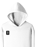 Pullover Hoodie | Unisex Regular Fit | Cotton Blend | Embroidery Ready | All Ages | Typographic | Determination | Everyday | Confident - right pocket - White - mockup 4