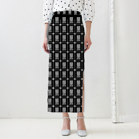 Female Pencil Skirt | All Over Print | Poly-Spandex | Stretchable, Wrinkle-Free | Women | Typographic | Determination | Everyday | Confident - front - White - mockup 1
