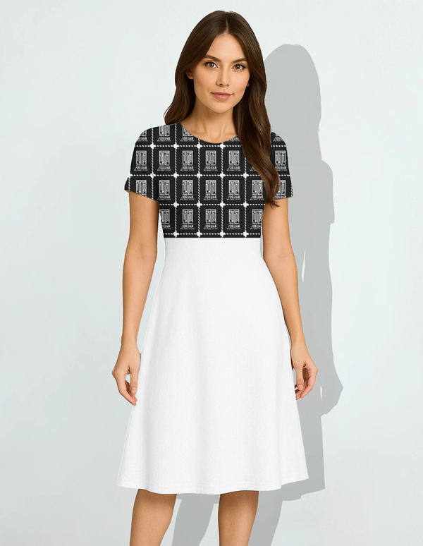 Female A-Line Dress | Women's XS-XXL | Poly Spandex | All-Over Sublimation, Stretchable, Wrinkle-Free, Fade-Resistant | Typographic | Determination