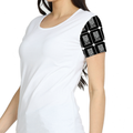 Female A-Line Dress | Women's XS-XXL | Poly Spandex | All-Over Sublimation, Stretchable, Wrinkle-Free, Fade-Resistant | Typographic | Determination - left sleeve - White - mockup 3