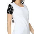 Female A-Line Dress | Women's XS-XXL | Poly Spandex | All-Over Sublimation, Stretchable, Wrinkle-Free, Fade-Resistant | Typographic | Determination - right sleeve - White - mockup 4