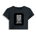 Female Baby Tee | Cropped Fit, Gen Z | 95% Cotton 5% Spandex, DTG | Stretchable, Breathable, Pre-Shrunk | Women | Typographic | Determination - front - Navy Blue - mockup 1