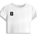 Female Baby Tee | Cropped Fit, Gen Z | 95% Cotton 5% Spandex, DTG | Stretchable, Breathable, Pre-Shrunk | Women | Typographic | Determination - right pocket - White - mockup 4