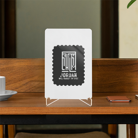 Acrylic Display Stand | 4x6 Inch | Clear Acrylic | UV Printed Tabletop | Customizable | Unisex | Typographic | Determination | Everyday | Confident - front - White - mockup 1
