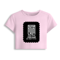 Female Baby Tee | Cropped Fitted | 95% Cotton 5% Spandex | Embroidery Ready | Pre-Shrunk, Stretchable, Breathable | Women's | Typographic - front - Light Baby Pink - mockup 1