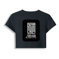 Female Baby Tee | Cropped Fitted | 95% Cotton 5% Spandex | Embroidery Ready | Pre-Shrunk, Stretchable, Breathable | Women's | Typographic - back - Navy Blue - mockup 2