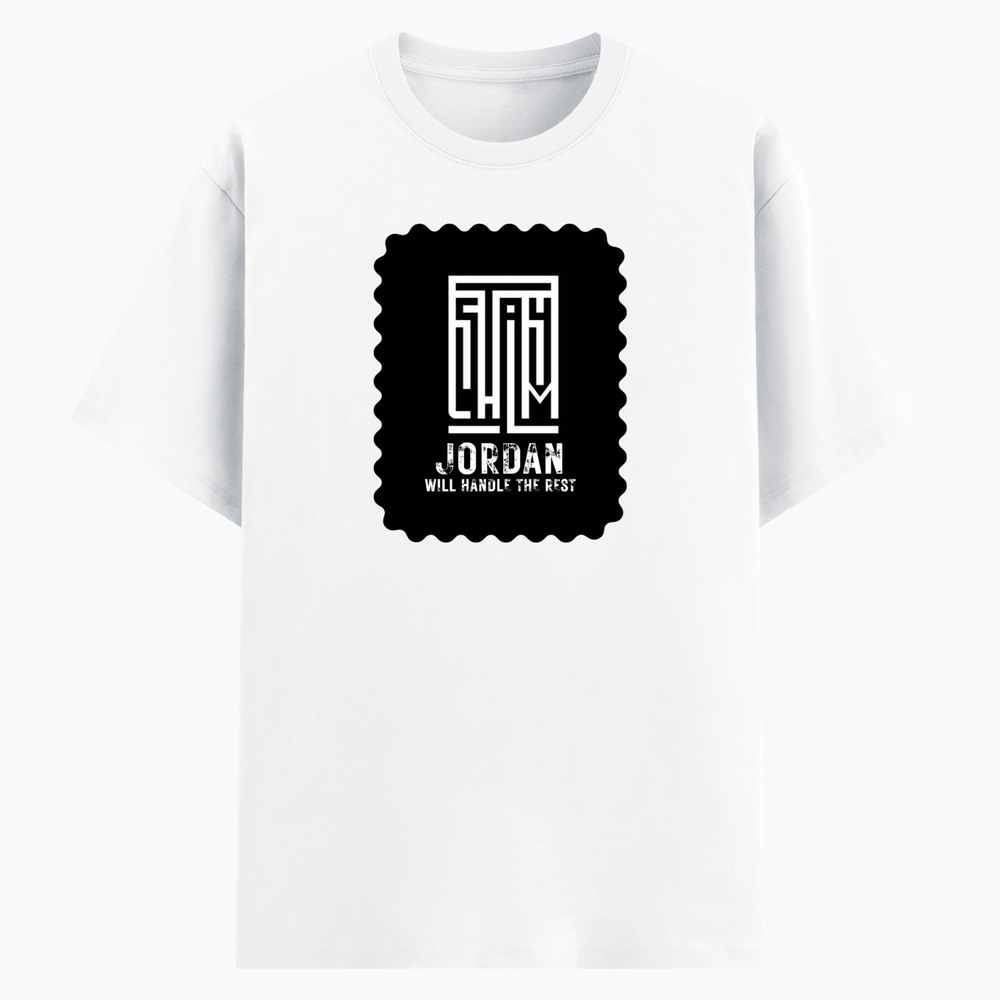 Cotton Stretch T-Shirt | Unisex Adult | 95% Cotton 5% Spandex Blend | 240 GSM, Breathable, Flexible | DTF Print Ready | Typographic | Determination - front - White - mockup 1