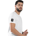 Cotton Stretch T-Shirt | Unisex Adult | 95% Cotton 5% Spandex Blend | 240 GSM, Breathable, Flexible | DTF Print Ready | Typographic | Determination - right sleeve - White - mockup 6