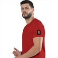 Basic T-Shirt | Unisex XS-2XL | Poly-Cotton Blend | Soft Finish & Durable | Everyday Wear | Typographic | Determination | Everyday | Confident - left sleeve - Red - mockup 5
