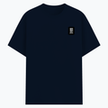 Basic T-Shirt | Unisex Fit, Sizes XS-2XL | 180 GSM Poly-Cotton Blend, DTF Ready | Bio-Wash, Silicon Finish, Durable Stitching | Adults | Typographic - left pocket - Navy melange - mockup 3