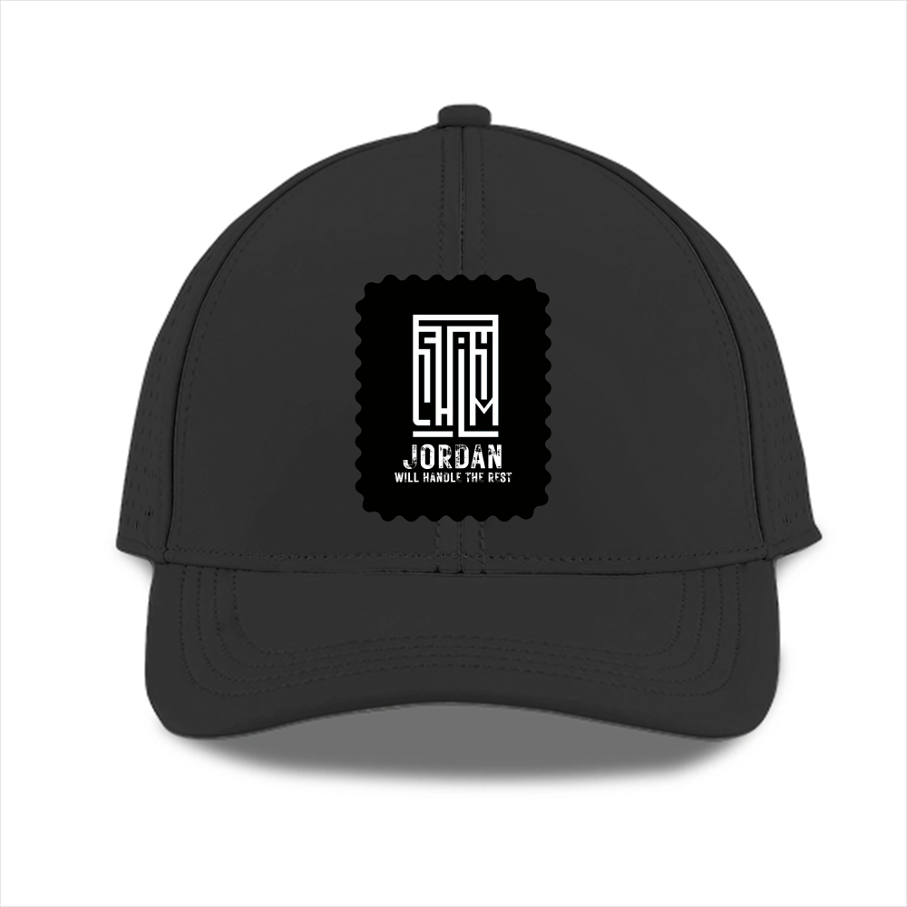 Sports Cap | Unisex | Polyester | Breathable, Adjustable Fit, DTG Printing | All Ages | Typographic | Determination | Everyday | Confident - front - Black - mockup 1