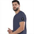 Basic T-Shirt | Unisex Fit, XS-2XL | Poly-Cotton Blend | Soft, Durable Everyday Wear | Unisex | Typographic | Determination | Everyday | Confident - left sleeve - Navy Blue - mockup 5