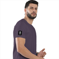 Basic T-Shirt | Unisex Fit, XS-2XL | Poly-Cotton Blend | Soft, Durable Everyday Wear | Unisex | Typographic | Determination | Everyday | Confident - right sleeve - Purple melange - mockup 6