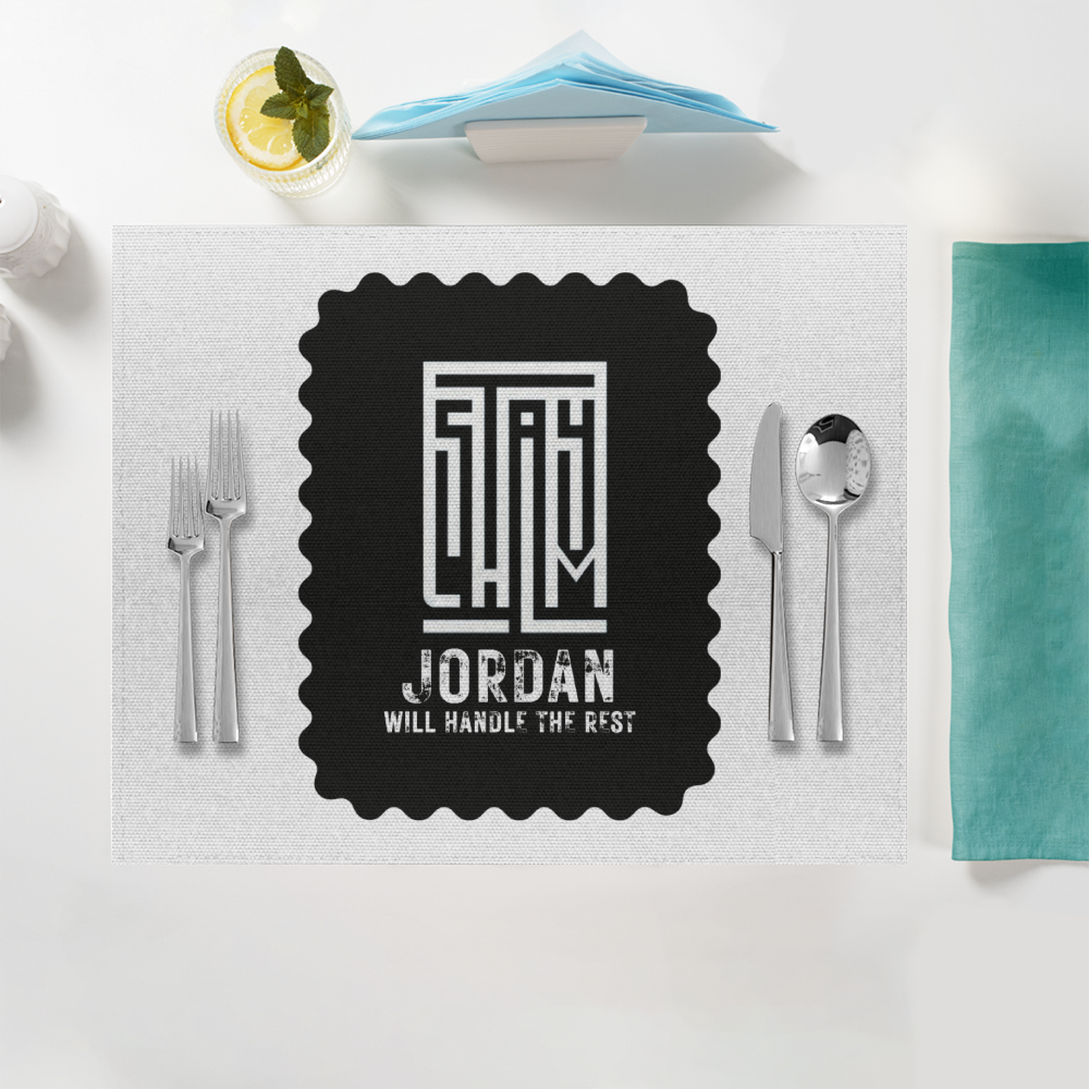 Placemat | Home & Event Dining | 100% Polyester | Durable, Fade-Proof, Soft | Unisex | Typographic | Determination | Everyday | Confident - front - White - mockup 1