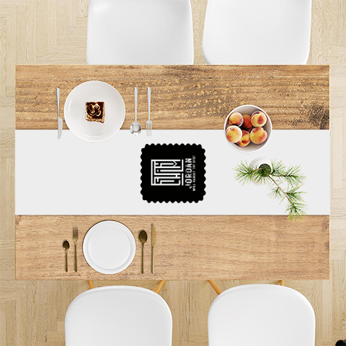Custom Dining Tablerunner | Home & Living | 100% Polyester | Fade-Proof, Durable, Hemmed Edges | Unisex | Typographic | Determination | Everyday - front - White - mockup 1