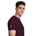 Supima T-Shirt | Unisex Regular Fit, All Ages | 100% Supima Cotton, DTG Printed | Pre-shrunk, Bio-washed, Soft Feel | Unisex | Typographic - right sleeve - Maroon - mockup 6