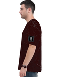 Acid Wash Oversized Tee | Unisex Relaxed Fit | 100% Super-Combed Cotton | DTG Ready | Lycra Ribbed Neck | Adult | Typographic | Determination - left sleeve - Maroon - mockup 5