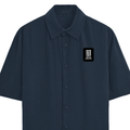 Oversized Shirt | Unisex Relaxed Fit | 100% Premium Cotton DTG | Half Sleeves & Straight Hem | Typographic | Determination | Everyday | Confident - left pocket - Navy Blue - mockup 2