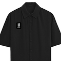 Oversized Shirt | Unisex Relaxed Fit | 100% Premium Cotton DTG | Half Sleeves & Straight Hem | Typographic | Determination | Everyday | Confident - right pocket - Black - mockup 3