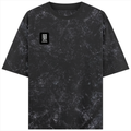 Acid Wash Oversized Tee | Unisex Relaxed Fit | 100% Super-Combed Cotton (240 GSM) DTF | Lycra Ribbed Neck, Pre-Shrunk | Adult | Typographic - left pocket - Black - mockup 3