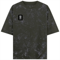 Acid Wash Oversized Tee | Unisex Relaxed Fit | 100% Super-Combed Cotton (240 GSM) DTF | Lycra Ribbed Neck, Pre-Shrunk | Adult | Typographic - left pocket - Olive Green - mockup 3