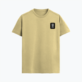 Supima T-Shirt | Unisex Regular Fit | 100% Supima Cotton | Embroidery | Pre-Shrunk, Soft Feel | Adults | Typographic | Determination | Everyday - left pocket - Beige - mockup 3