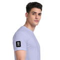 Supima T-Shirt | Unisex Regular Fit | 100% Supima Cotton | Embroidery | Pre-Shrunk, Soft Feel | Adults | Typographic | Determination | Everyday - right sleeve - Lavender - mockup 6