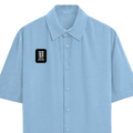 Oversized Shirt | Unisex Adult | 100% Premium Cotton 240 GSM | Half Sleeves, Straight Hem | Typographic | Determination | Everyday | Confident - right pocket - Baby Blue - mockup 3