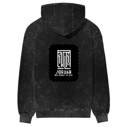 Acid Wash Hoodie | Unisex Regular Fit | 100% Super-Combed Cotton, 300 GSM | Embroidery | Pre-Shrunk, Derby Ribbed Hems & Cuffs | Typographic - back - mockup 2