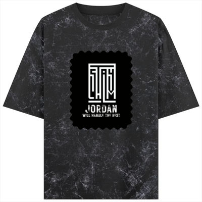 Acid Wash Oversized Tee | Unisex Adult | 100% Super-Combed Cotton | Embroidery | Relaxed Fit | Typographic | Determination | Everyday | Confident - front - Black - mockup 1