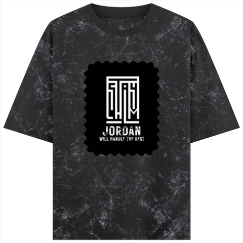 Acid Wash Oversized Tee | Unisex Adult | 100% Super-Combed Cotton | Embroidery | Relaxed Fit | Typographic | Determination | Everyday | Confident - front - Black - mockup 1