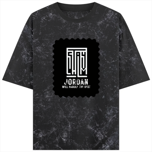 Acid Wash Oversized Tee | Unisex Adult | 100% Super-Combed Cotton | Embroidery | Relaxed Fit | Typographic | Determination | Everyday | Confident - front - Black - mockup 1